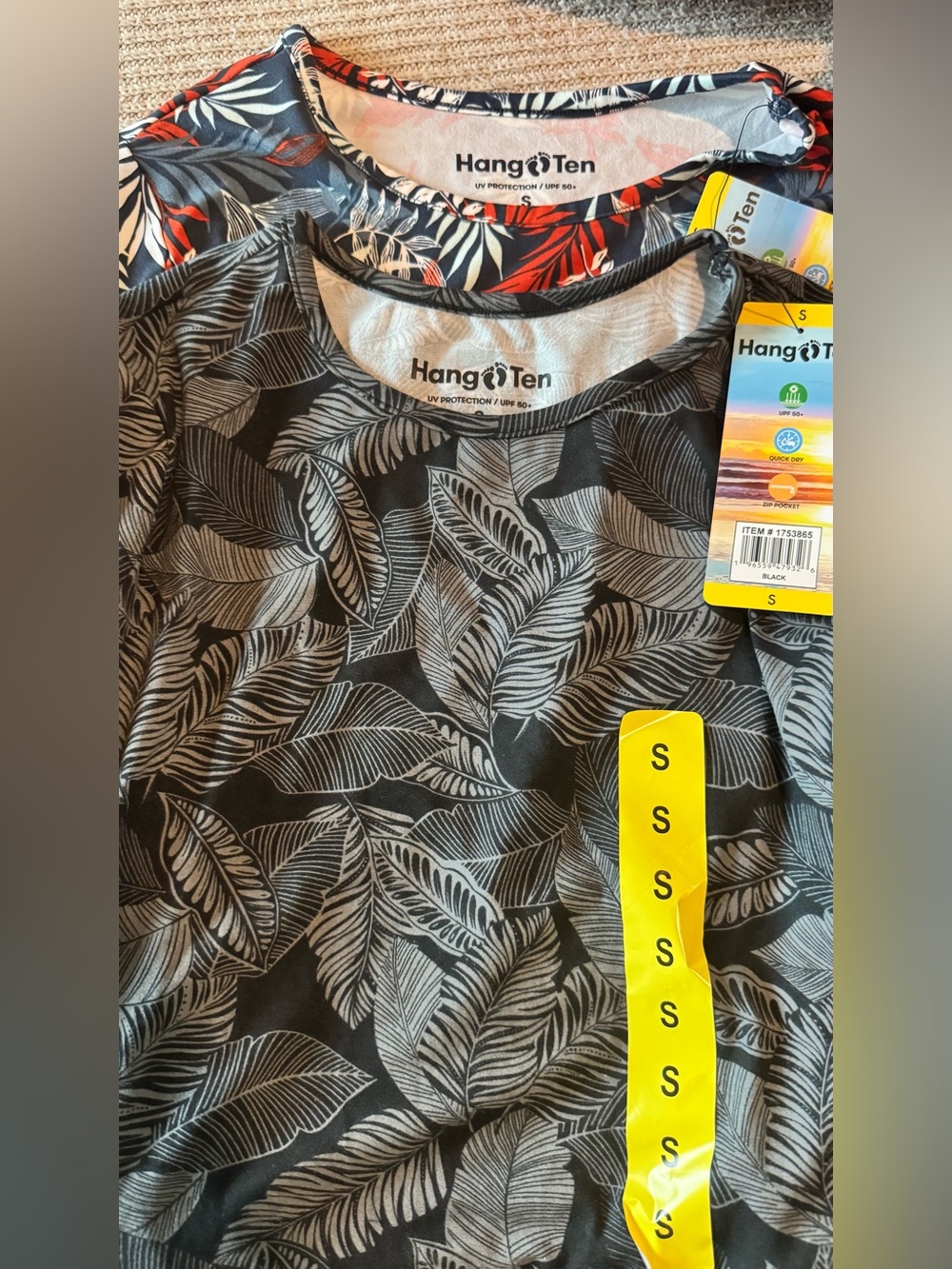 NWT Set of 2 Hang Ten Long Sleeve Rash Guard Shirt UPF 50+ Sun Tee Sz. Small